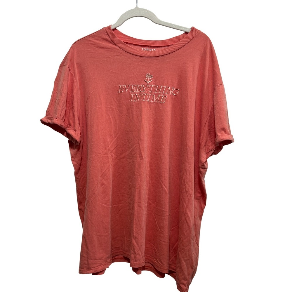 Torrid Everything In Time Relaxed Fit Cotton Tee Apricot Brandy 1 1X 14-16 NEW